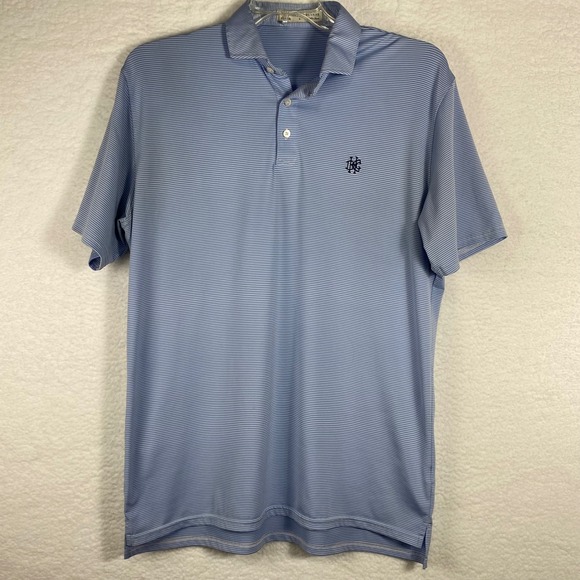 Holderness & Bourne Other - Holderness & Bourne Perkins Detroit Golf Club Polo Shirt Men L Blue White Stripe